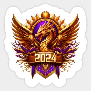 Wooden Gold Purple Dragon 2024 Sticker